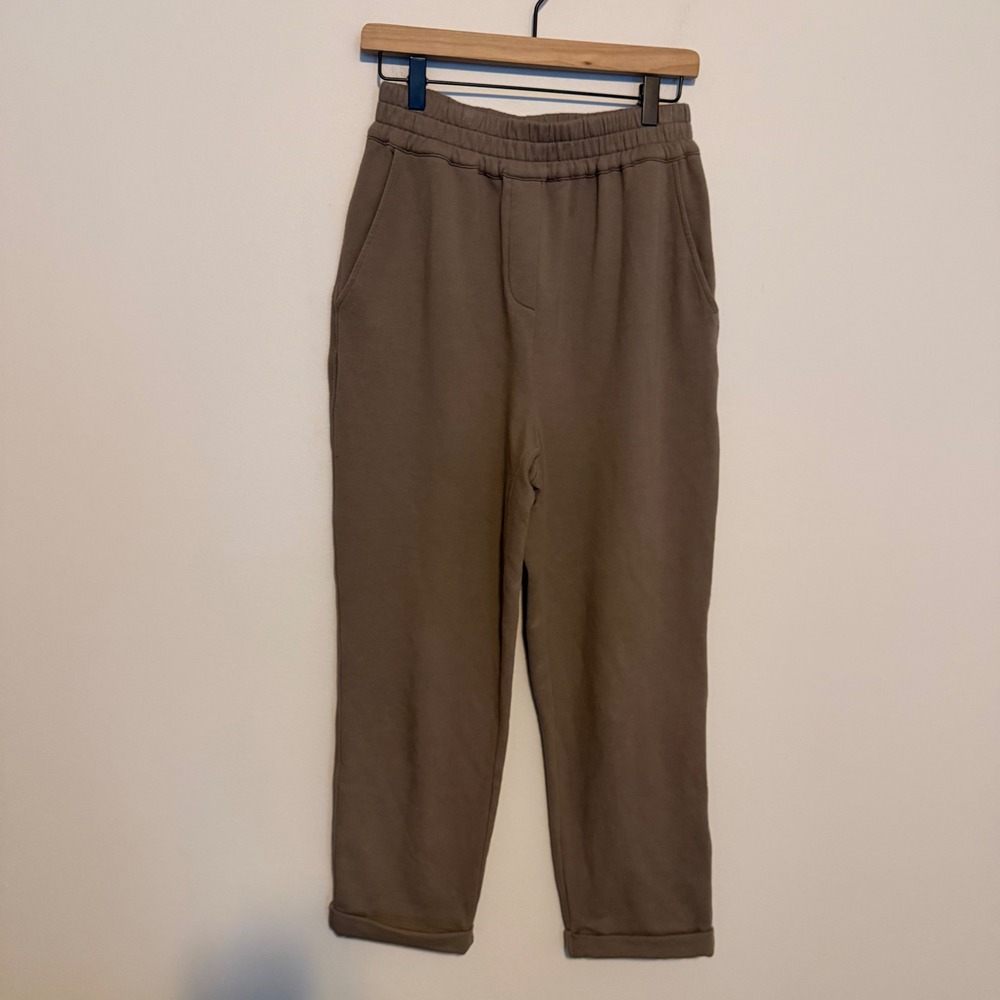 Brochu Walker Scottie Terry Pull On pants taupe M classic minimalist casual - Picture 2 of 6